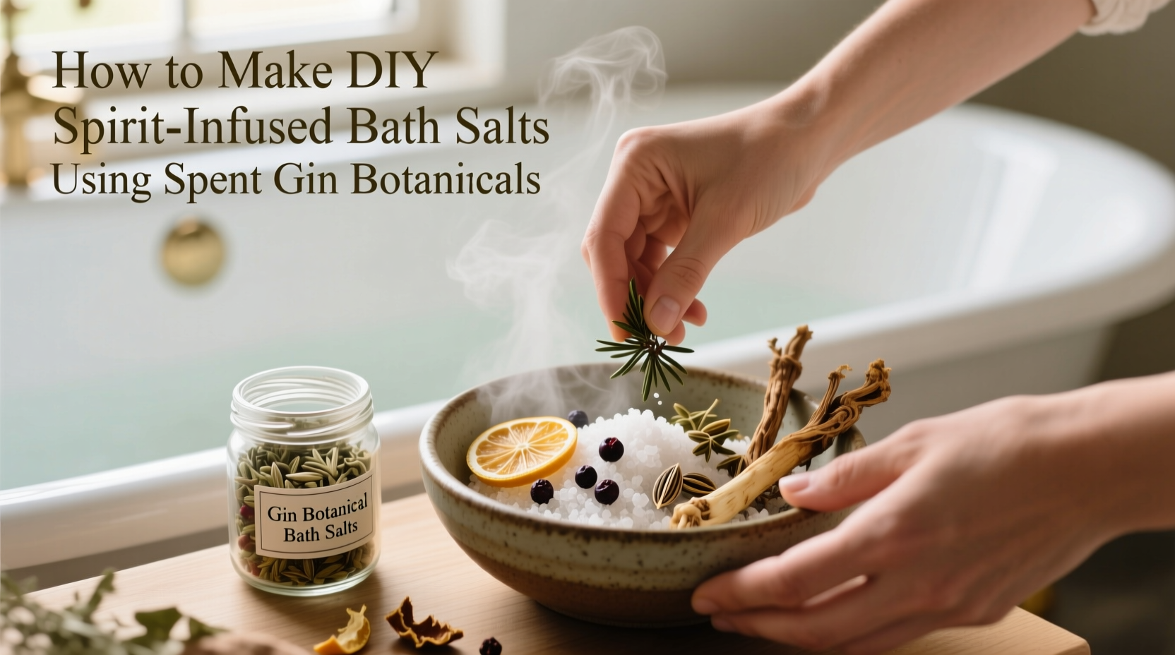 how to make DIY spirit-infused bath salts using spent botanicals from gin distillation