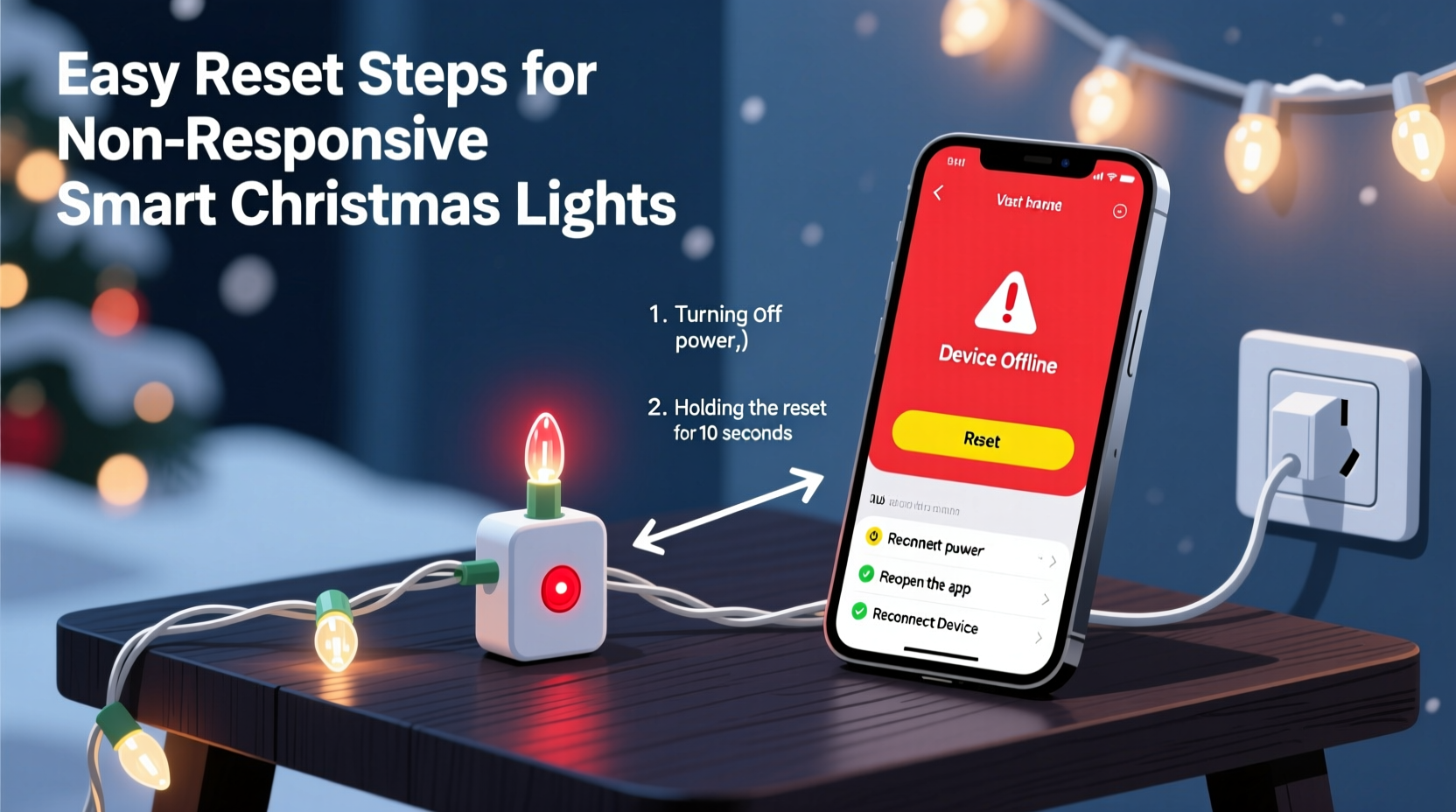 why is my smart christmas light not responding to app easy reset steps