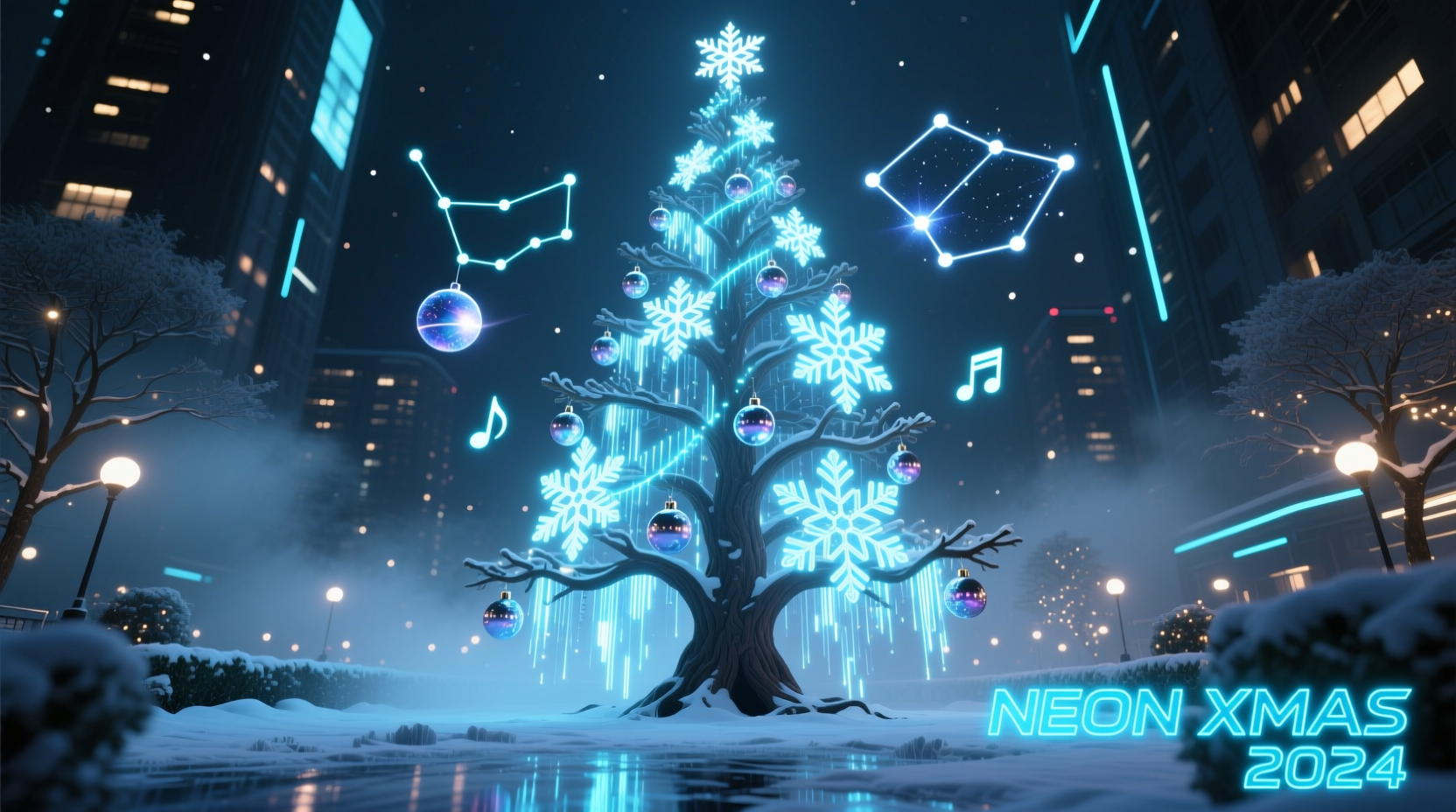 projector mapping on christmas trees is this futuristic or overkill