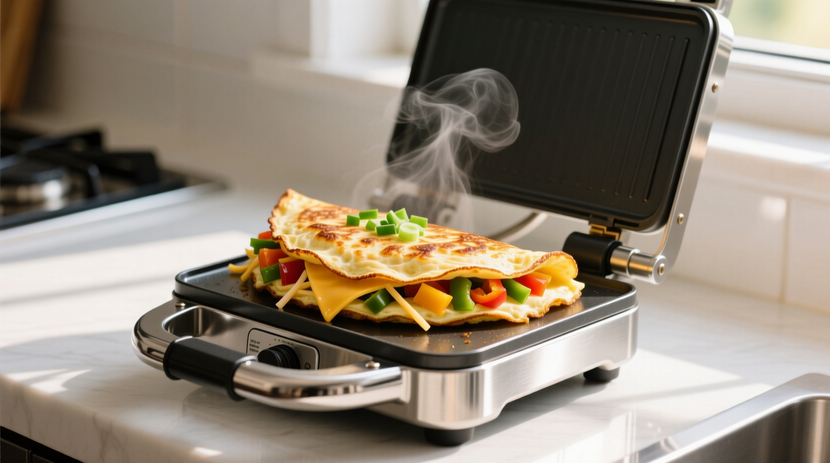 make quick easy filled omelettes in a panini press