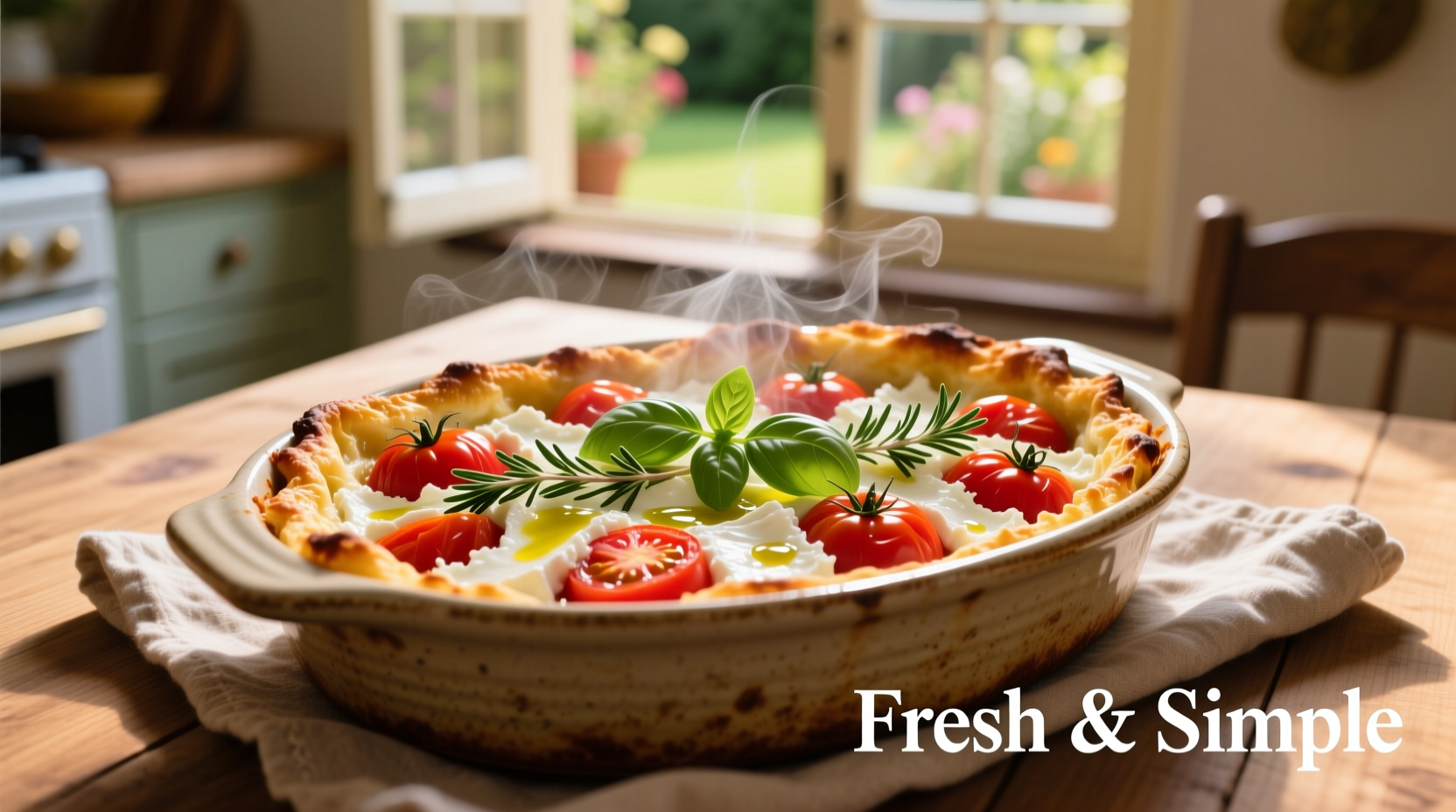 Golden tomato feta bake with herbs