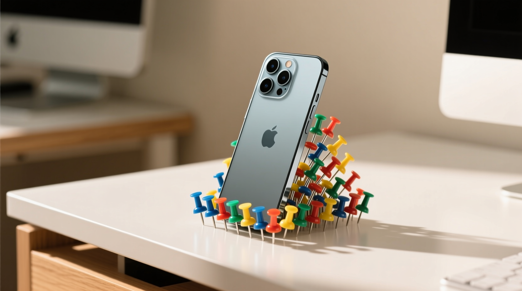 use push pins for a cheap and easy phone dock for your