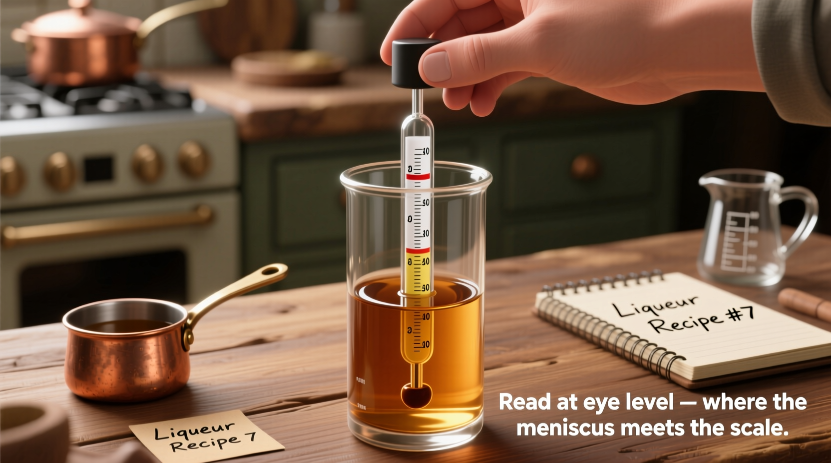 how to use a hydrometer for homemade liqueur alcohol content testing