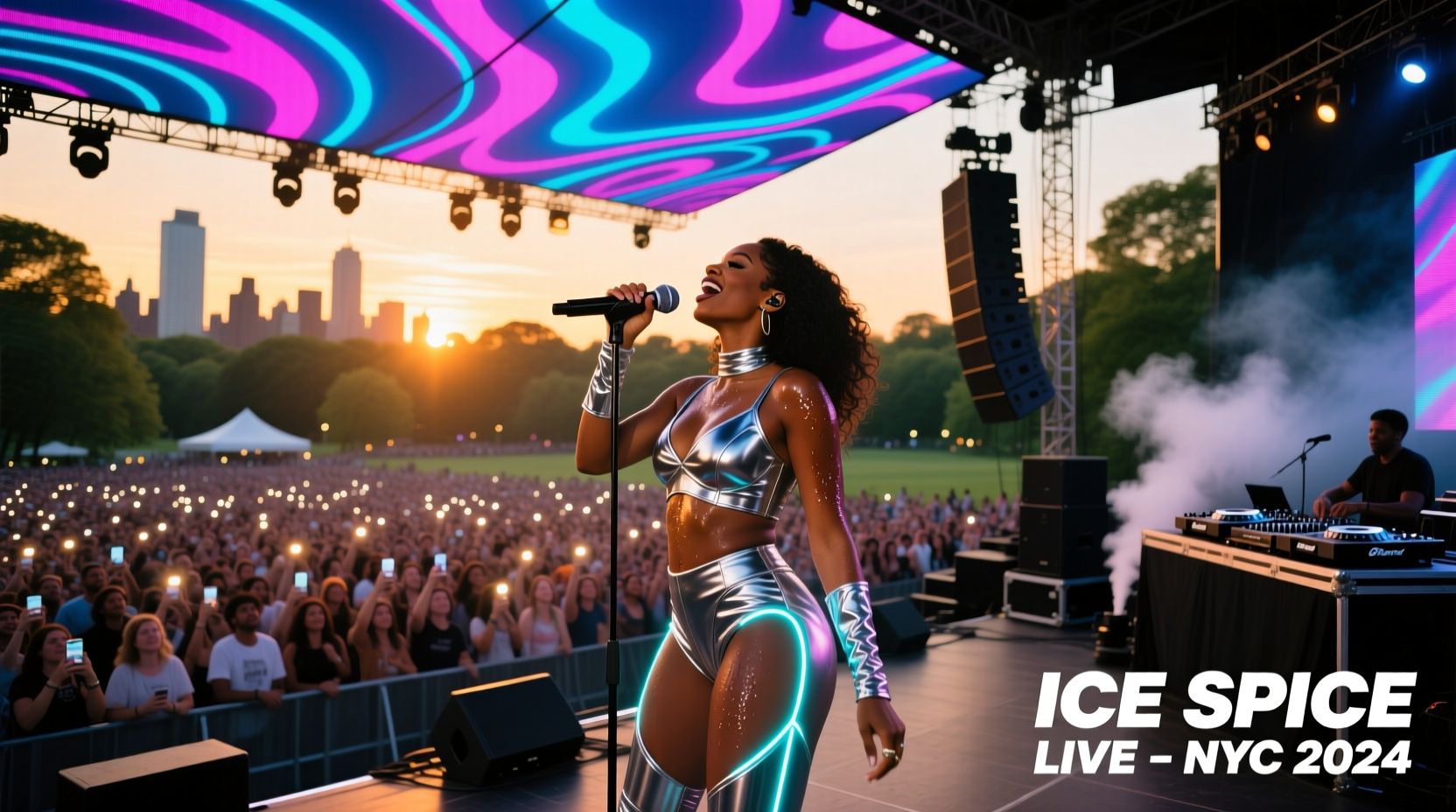 Ice Spice performing at a New York City concert