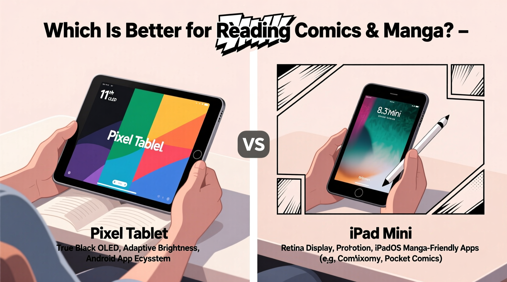 google pixel tablet vs ipad mini which is better for reading comics and manga