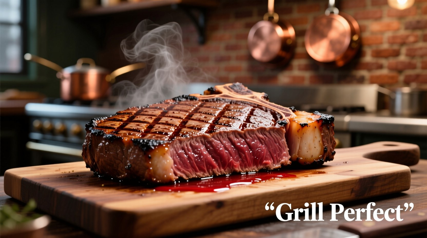 Perfectly grilled New York strip steak with crosshatch marks