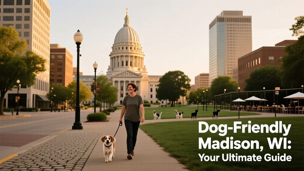 Daytime skyline view of downtown Madison with the State Capitol dome visible