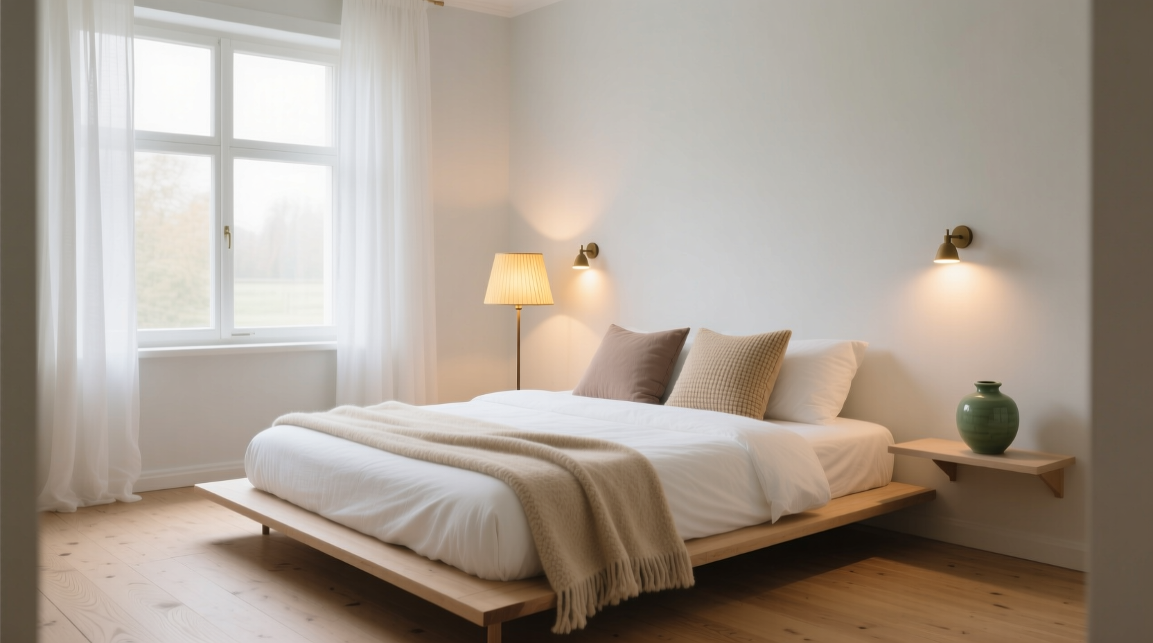 how to create a calming bedroom aesthetic with lighting and color