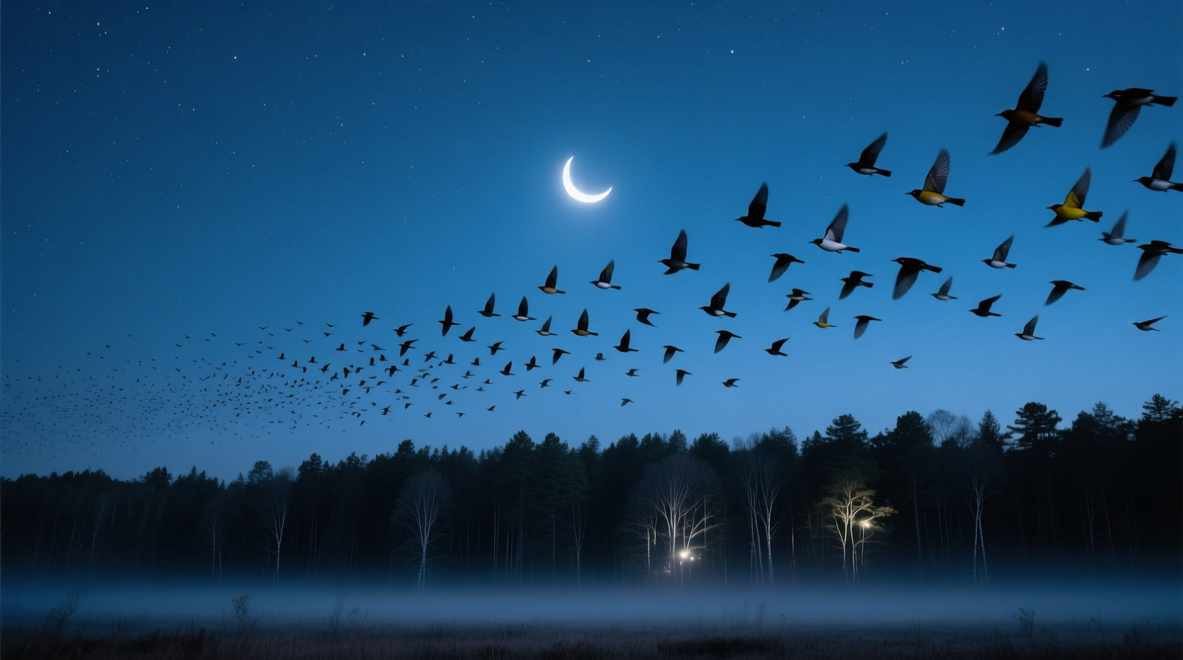 do birds fly at night time