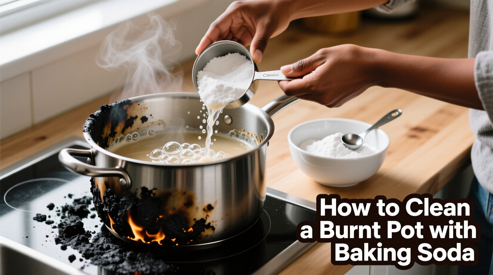 how to clean a burnt pot with baking soda and save your cookware