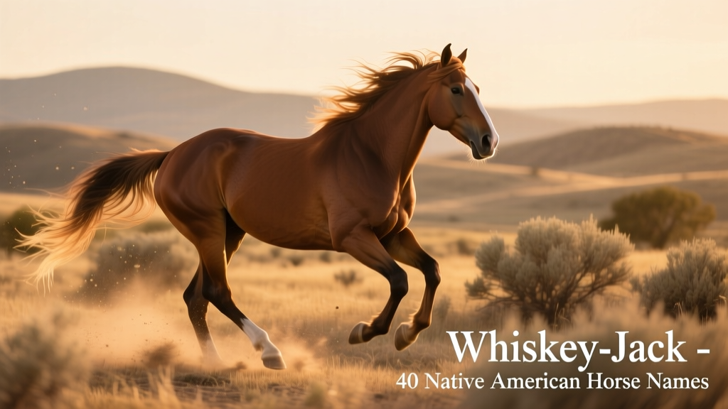 A confident Quarter Horse mid-stride in golden light, embodying the spirited energy of Whiskey-Jack