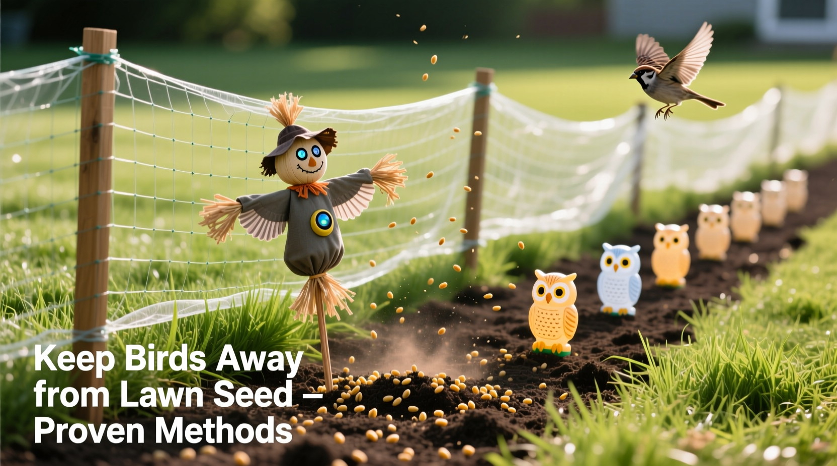 how to keep birds from eating lawn seed