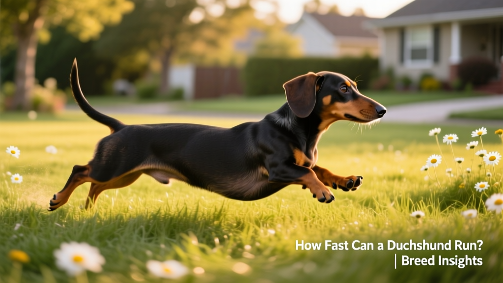 A dachshund mid-stride on grass, showcasing its low-to-ground posture and muscular build