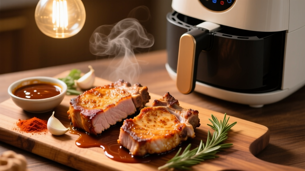 Air Fry Pork Chops with BBQ Sauce (Crispy & Juicy!)