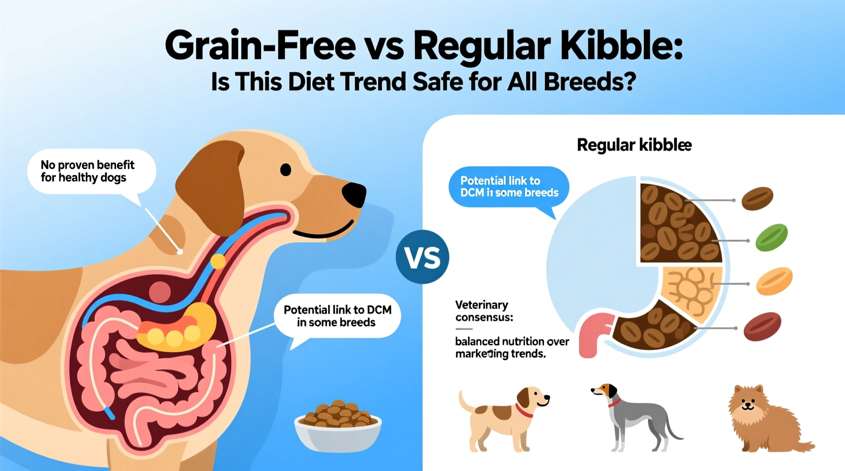 grain free dog food vs regular kibble is the diet trend safe for all breeds