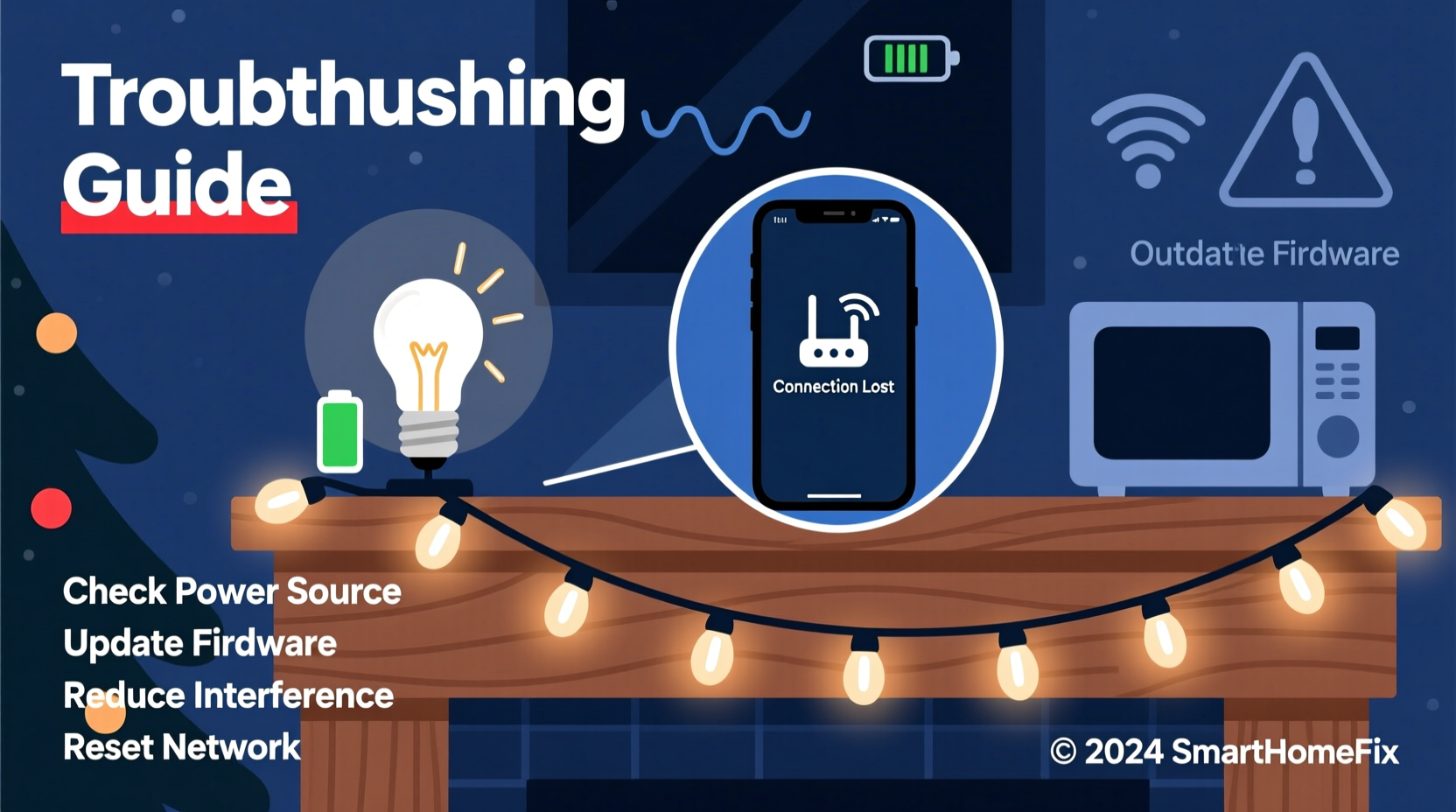 why does my smart bulb christmas string lose connection overnight
