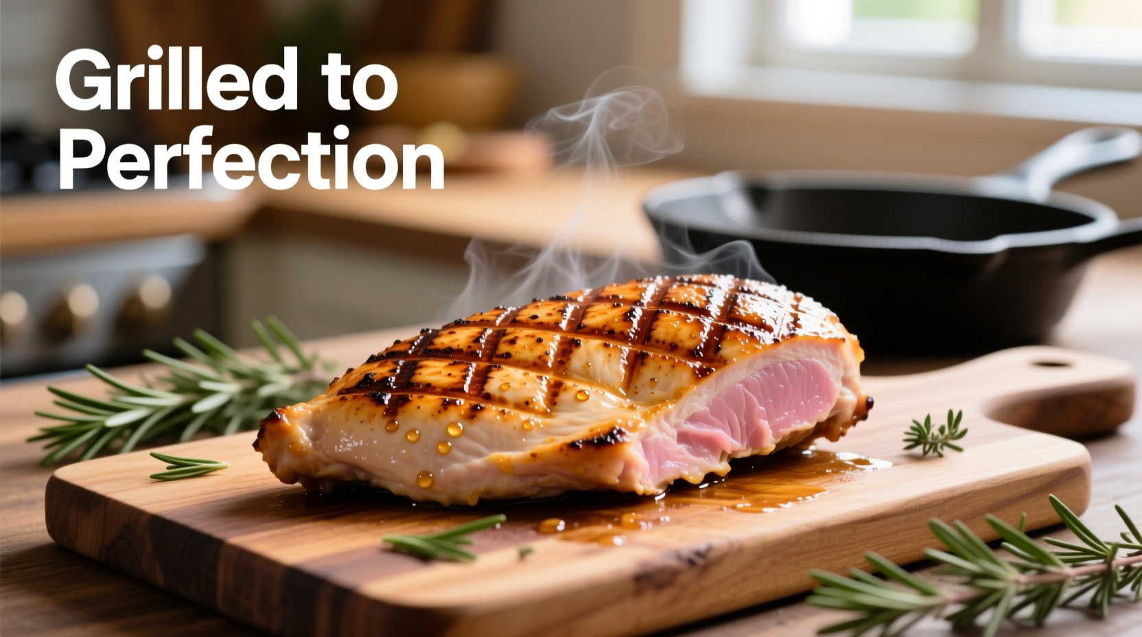 Perfectly grilled chicken breast with sear marks