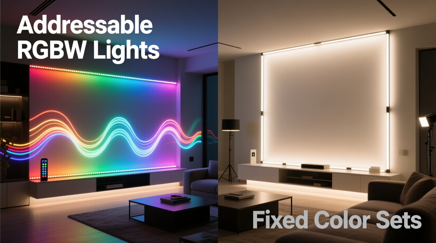 addressable rgbw lights vs fixed color sets which allows custom animations
