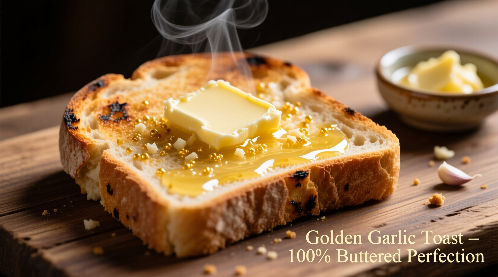Golden sourdough garlic toast with melted butter