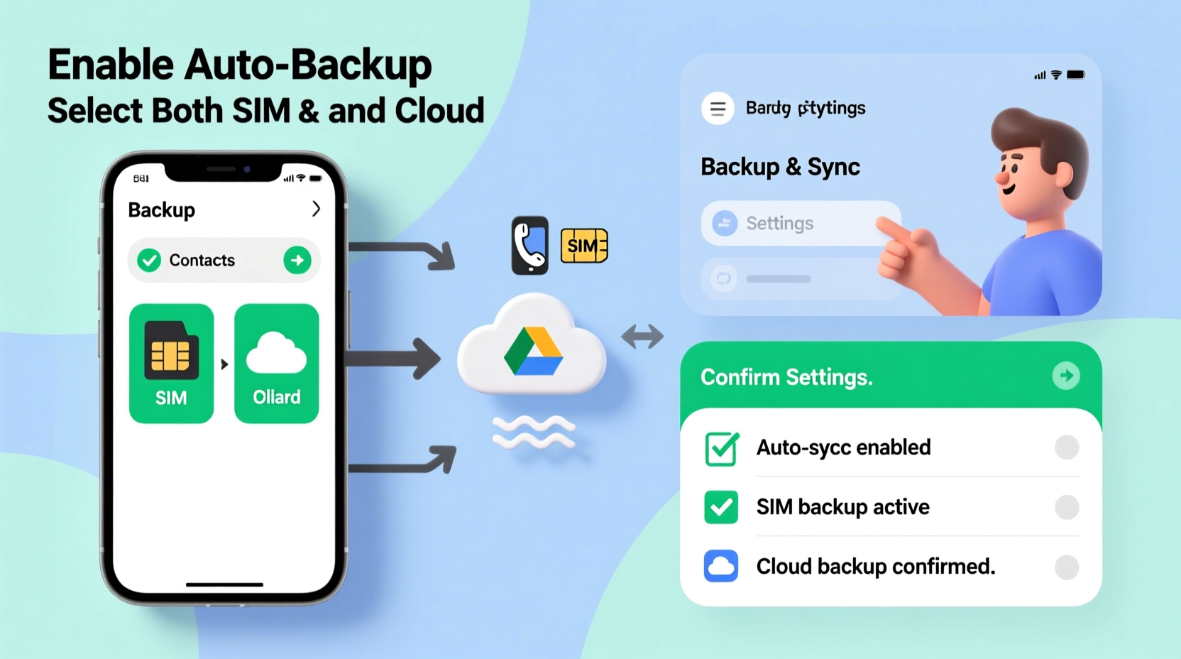 how to automatically back up contacts to sim and cloud together