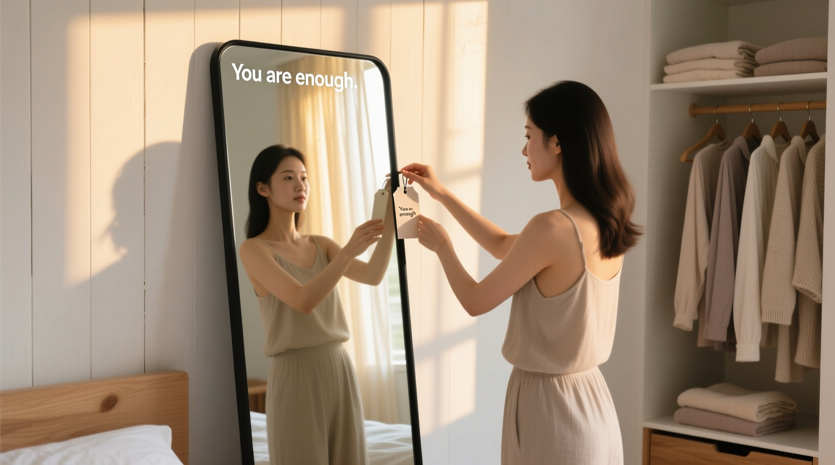 closet organization tips affirmation mirrors vs acrylic tags