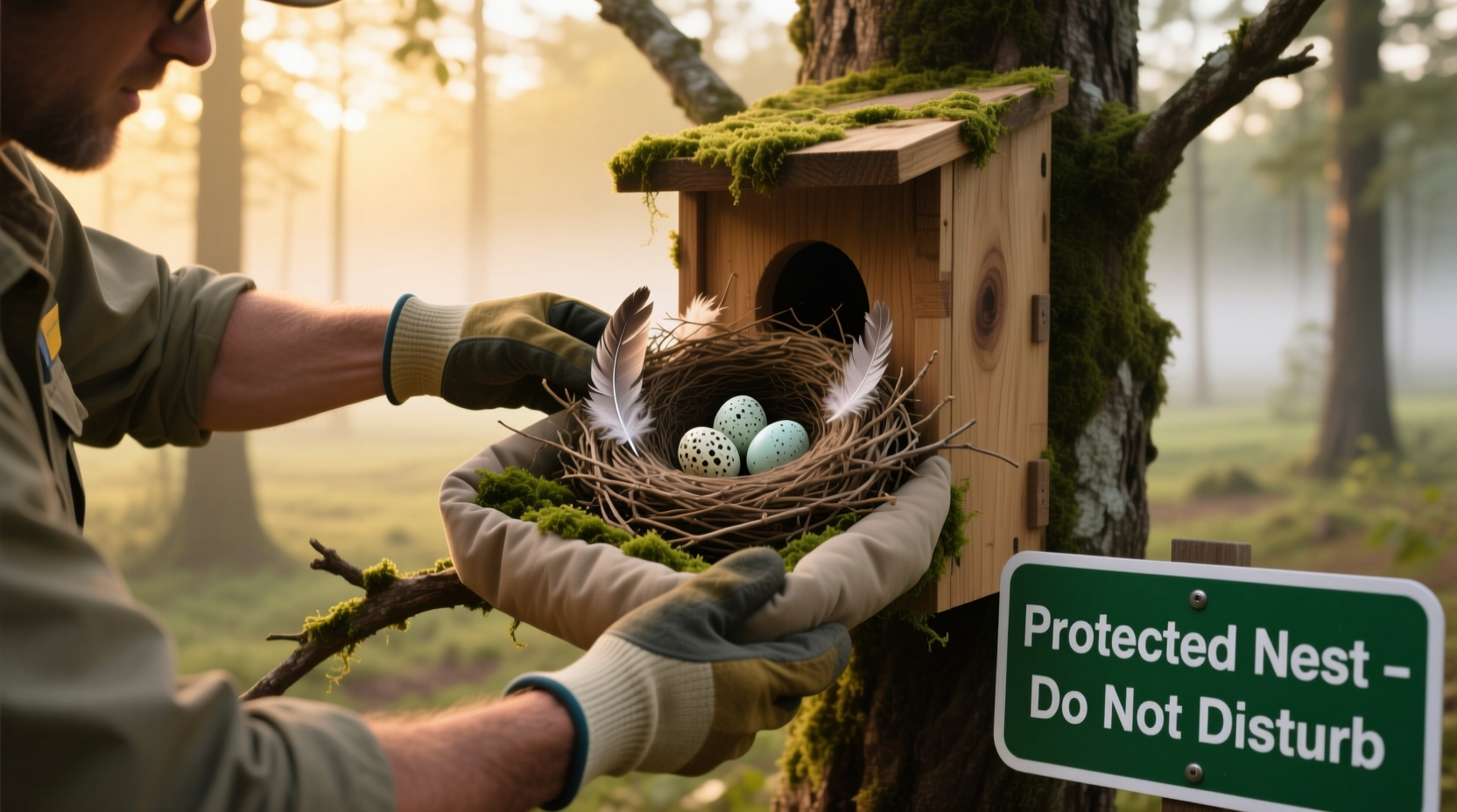 how to relocate a birds nest with eggs