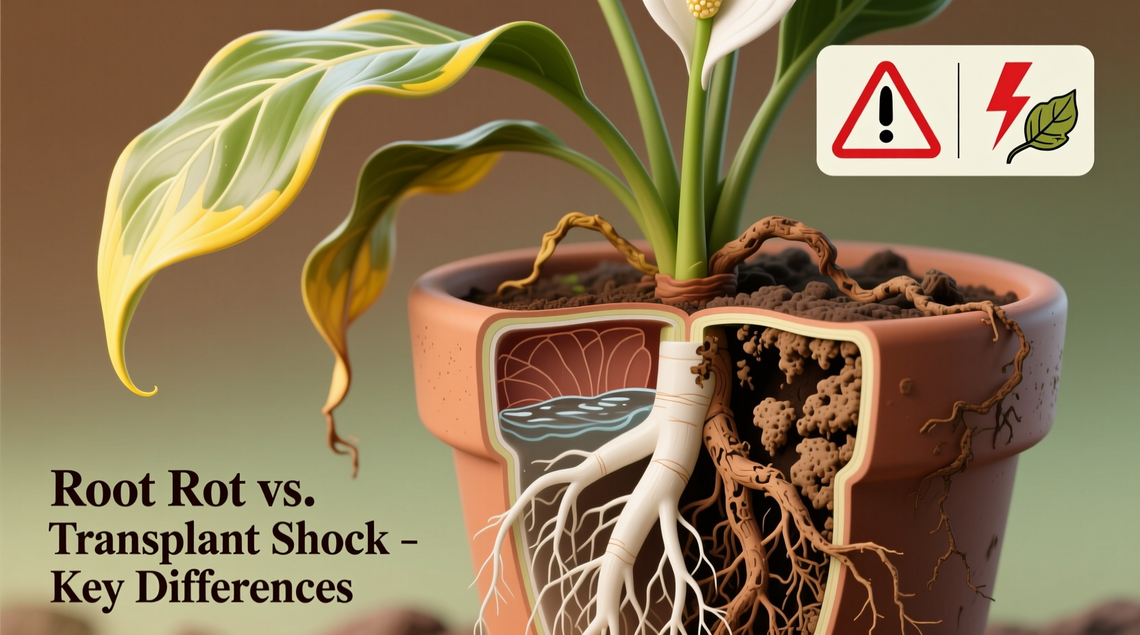 why is my peace lily drooping despite watering root rot vs shock