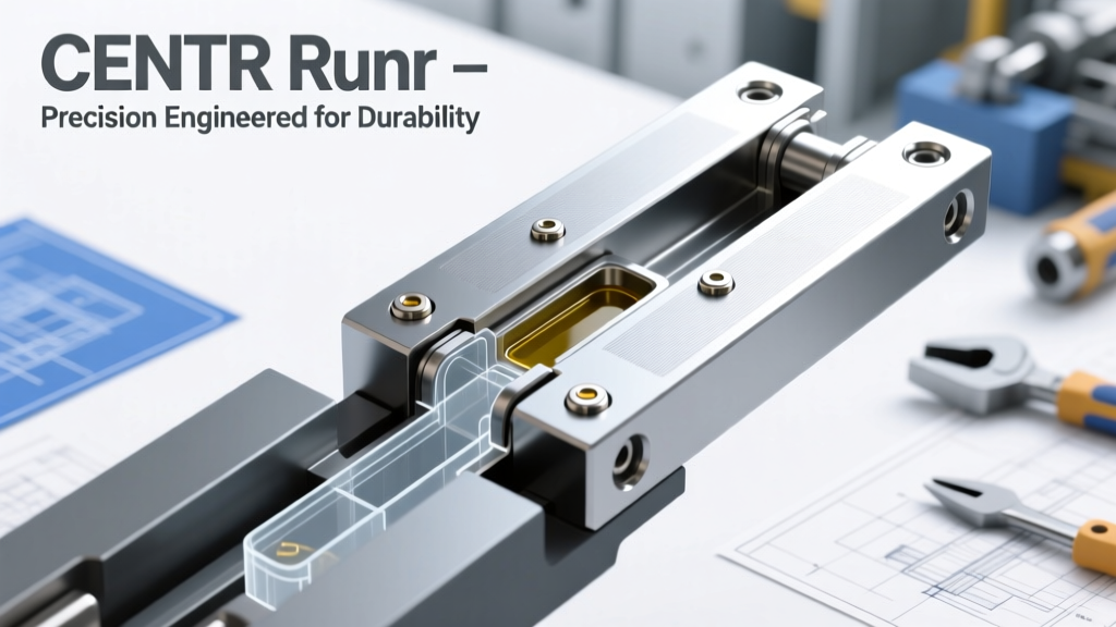 Close-up of the CENTR Runr S folding hinge mechanism showing the reinforced steel locking pins and lubrication points