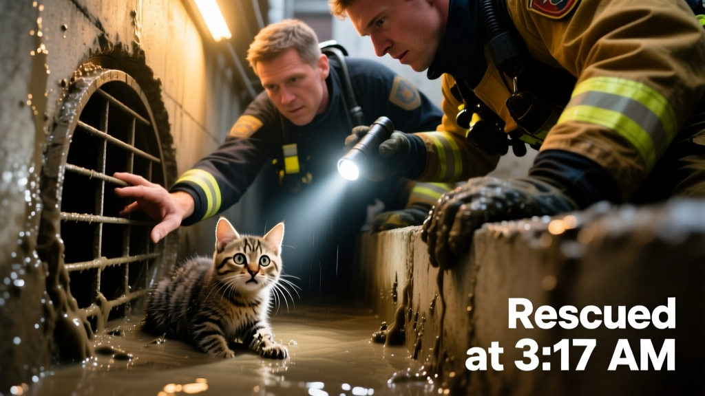 How This Dream Team Saved a Tiny Kitten Who Was Trapped Underground and Almost Washed Away By Sewage