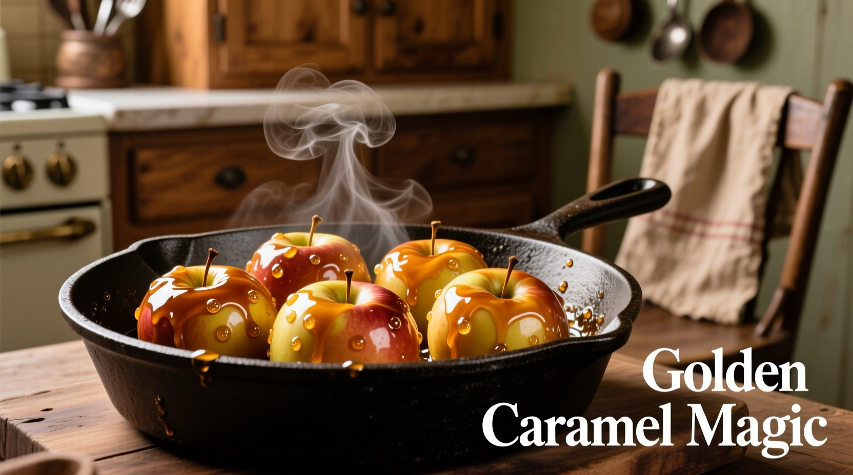 Perfectly caramelized apples in cast iron skillet
