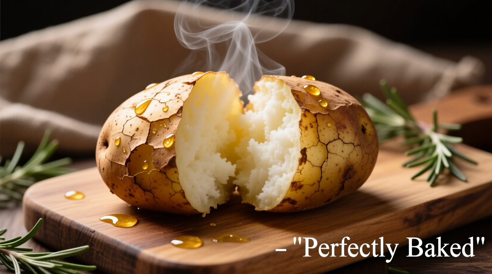 Perfectly baked russet potato with fluffy interior and crispy skin