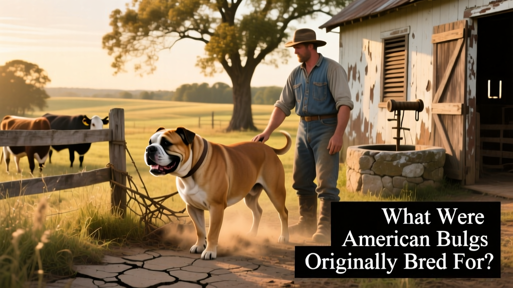 Historical illustration of an American Bulldog working alongside a farmer on a Southern homestead
