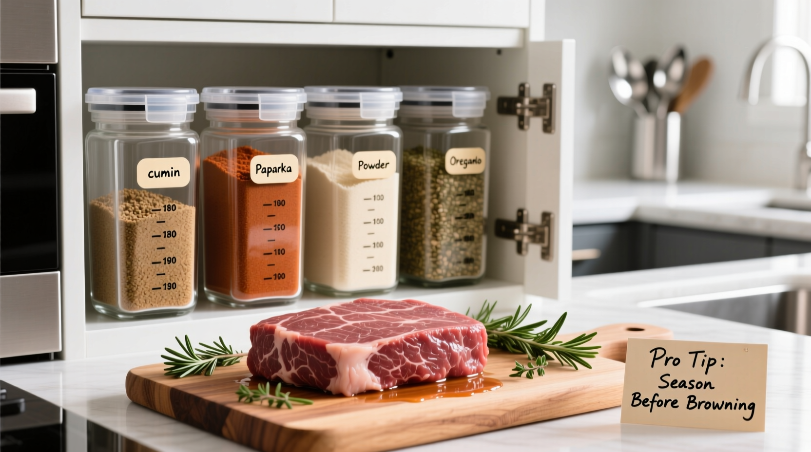 smart spice storage and ground beef tips for better cooking