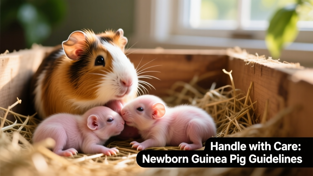 Close-up of a newborn guinea pig pup nursing alongside its siblings