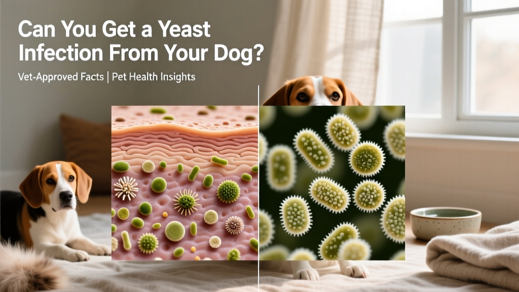 Side-by-side comparison: healthy human skin vs. healthy dog skin under magnification, highlighting different microbial ecosystems