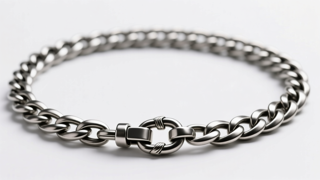 A 22-inch 6mm Italian figaro chain in oxidized sterling silver, showcasing the intricate link pattern and heavy lobster clasp.