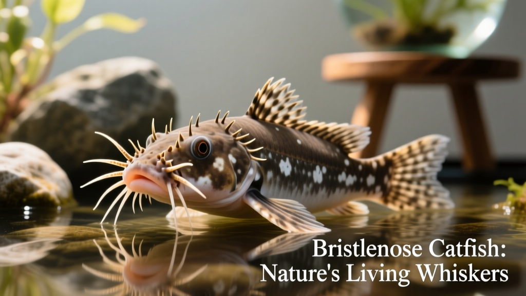 A mature male bushy nose pleco showing prominent bristle-like growths on its snout
