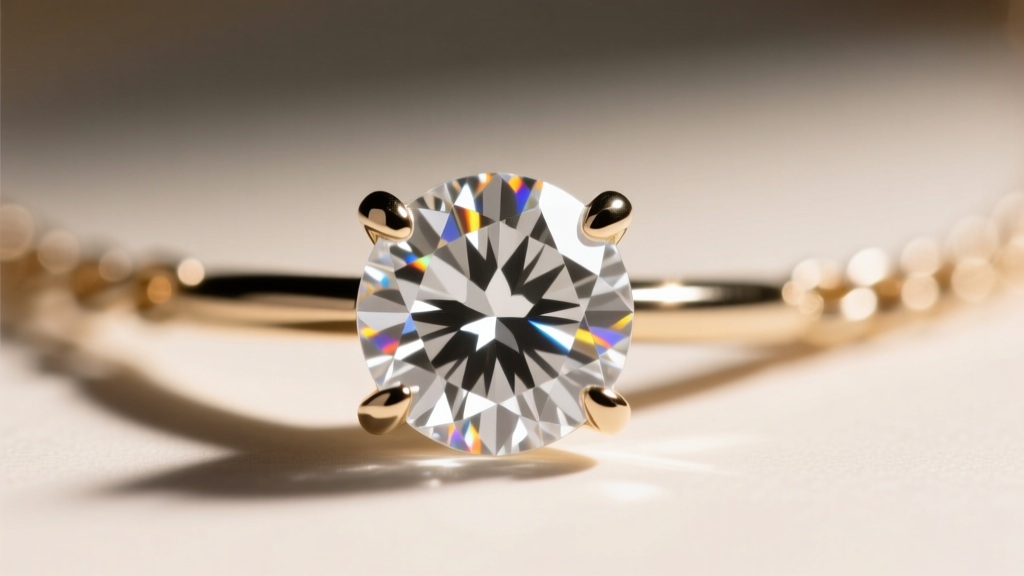 Macro shot of a 3mm SI1 diamond in a shared-prong tennis necklace, highlighting secure prongs and bright facet reflections clearly