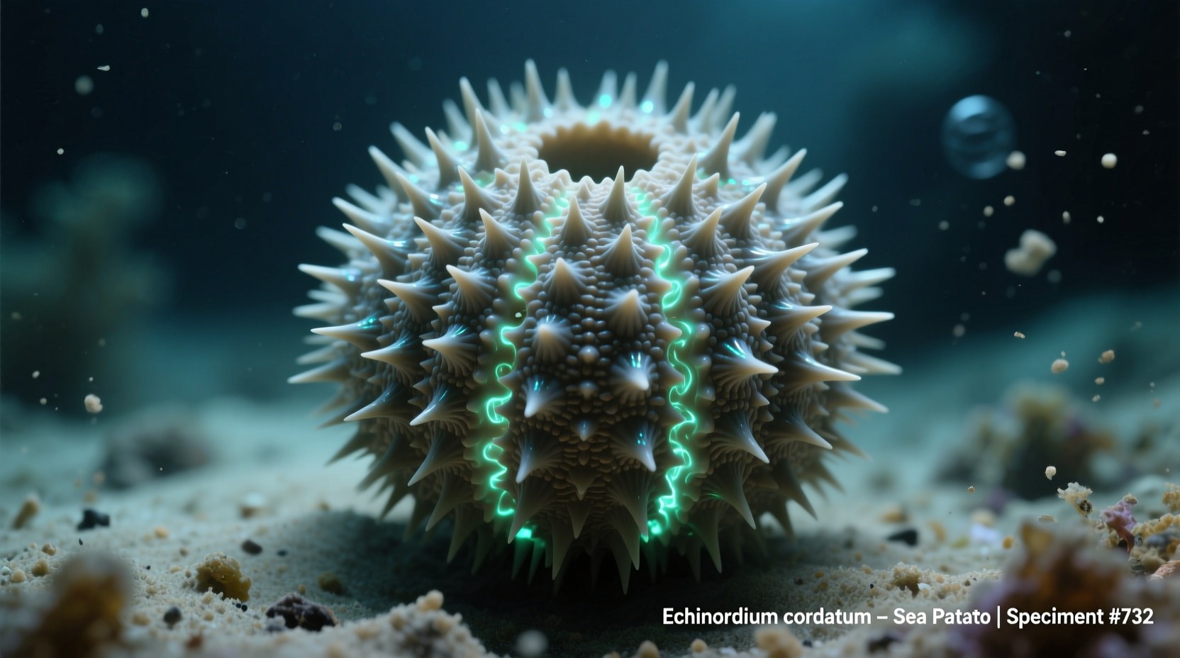 Close-up of Echinocardium cordatum sea potato specimen
