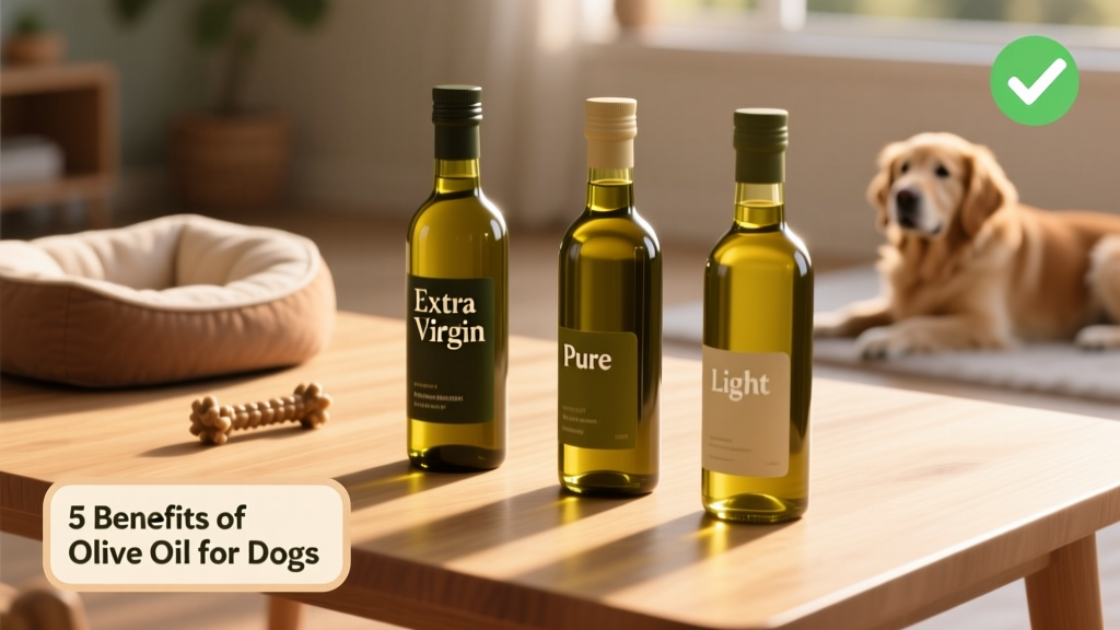 Three bottles of different olive oils labeled 'Extra Virgin,' 'Pure,' and 'Light'—only the 'Extra Virgin' bottle is highlighted with a green checkmark