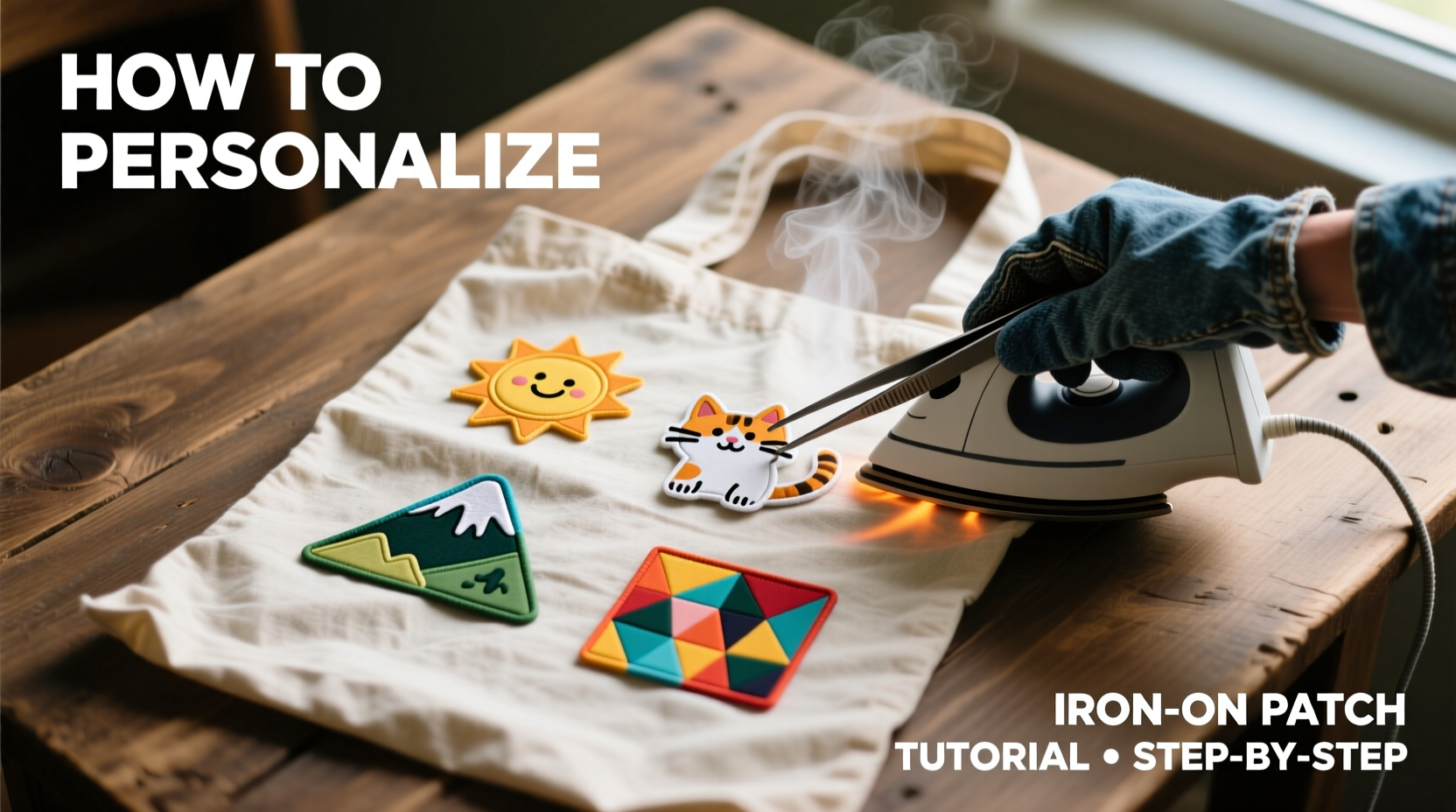 how to personalize a reusable grocery bag with iron on patches