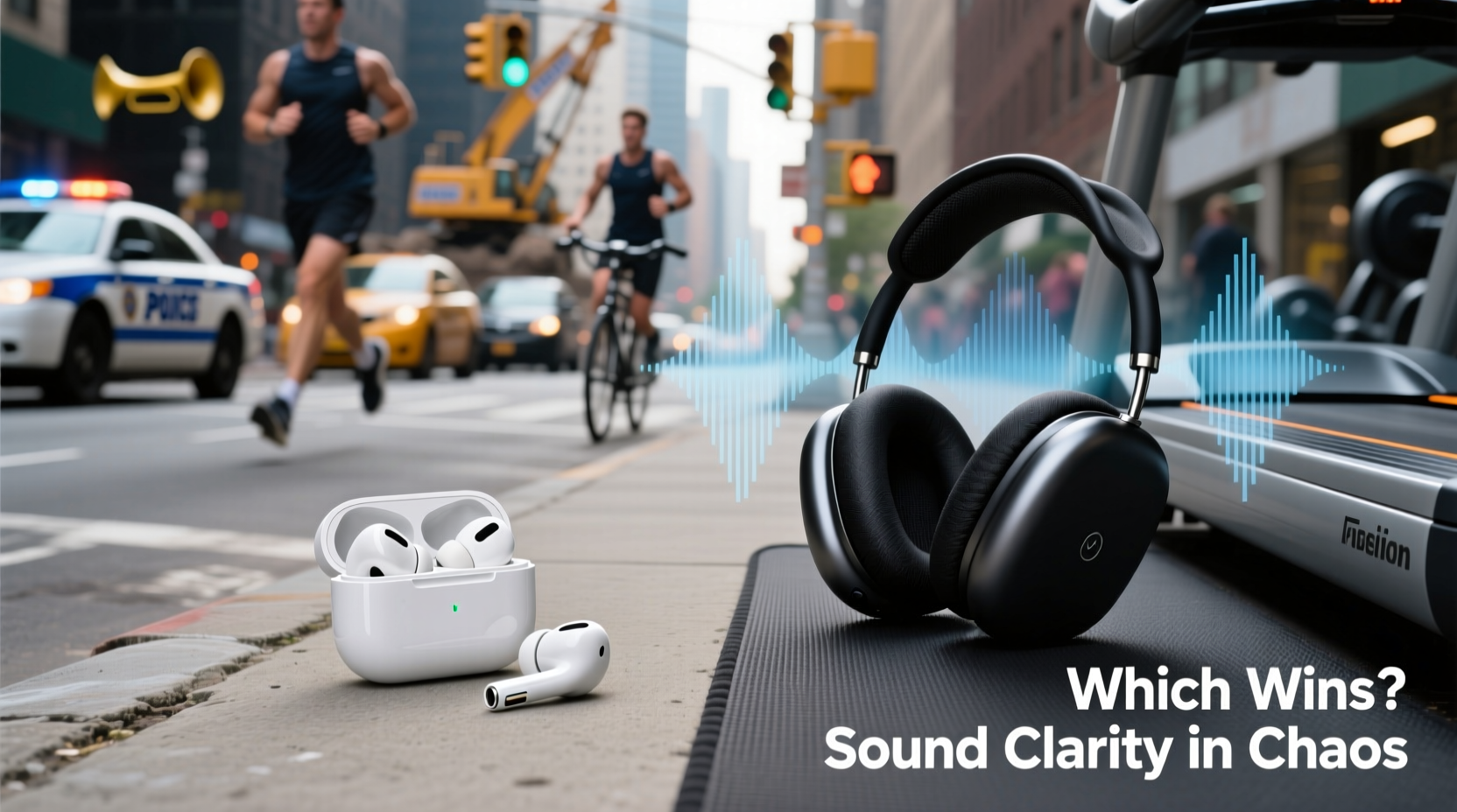 wireless earbuds vs over ear headphones which gives better sound for running in noisy areas