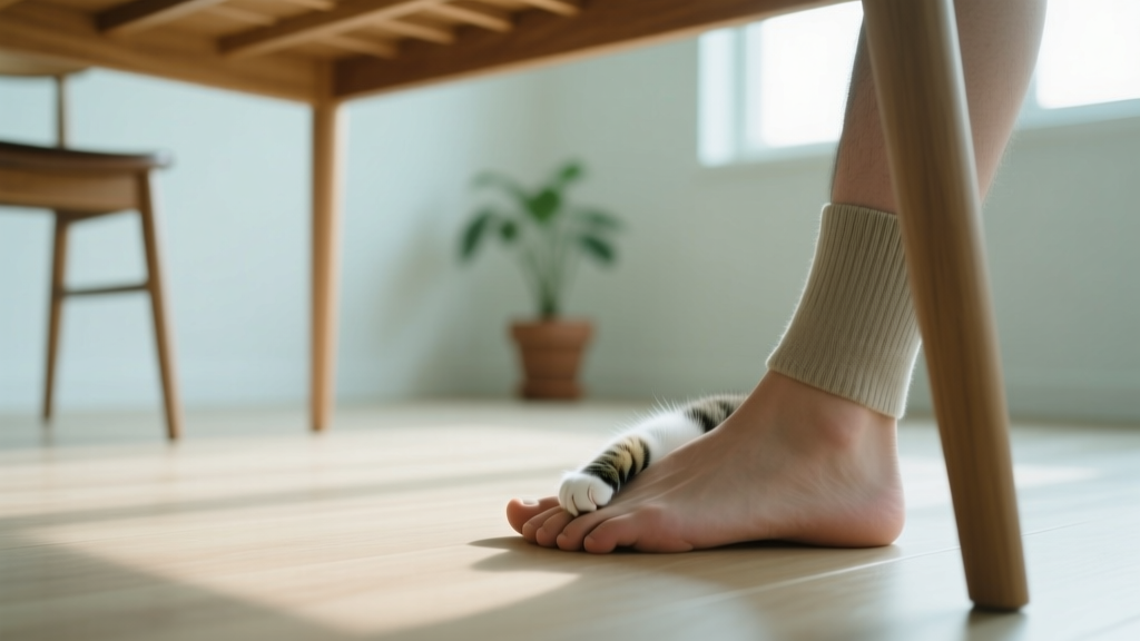 Cat Paw Resting on Your Foot Under the Table
