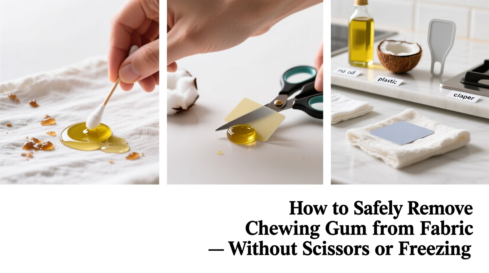 how to safely remove chewing gum from fabric without scissors or freezing