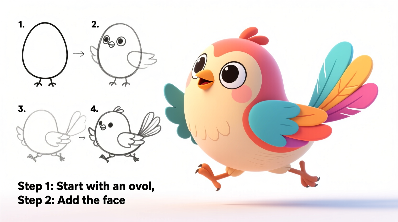 How to Draw a Bird Cartoon Step by Step