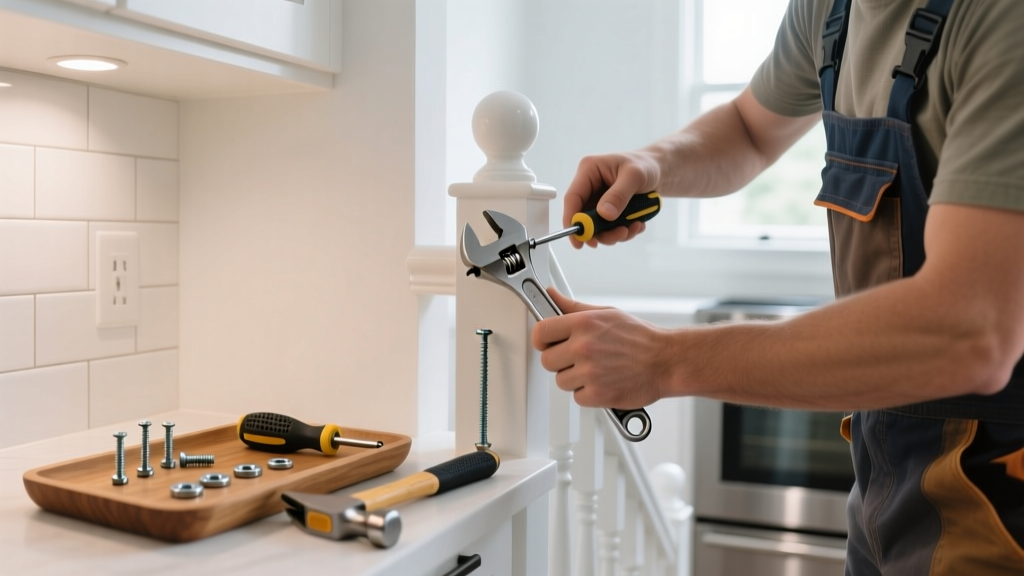 Fixing a Wobbly Stair Railing in the Kitchen