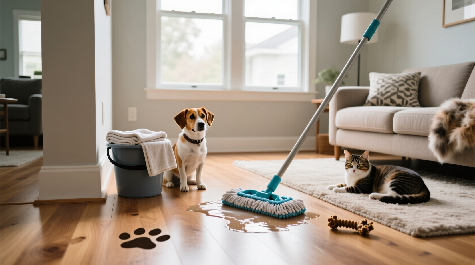 how often to clean floors with pets