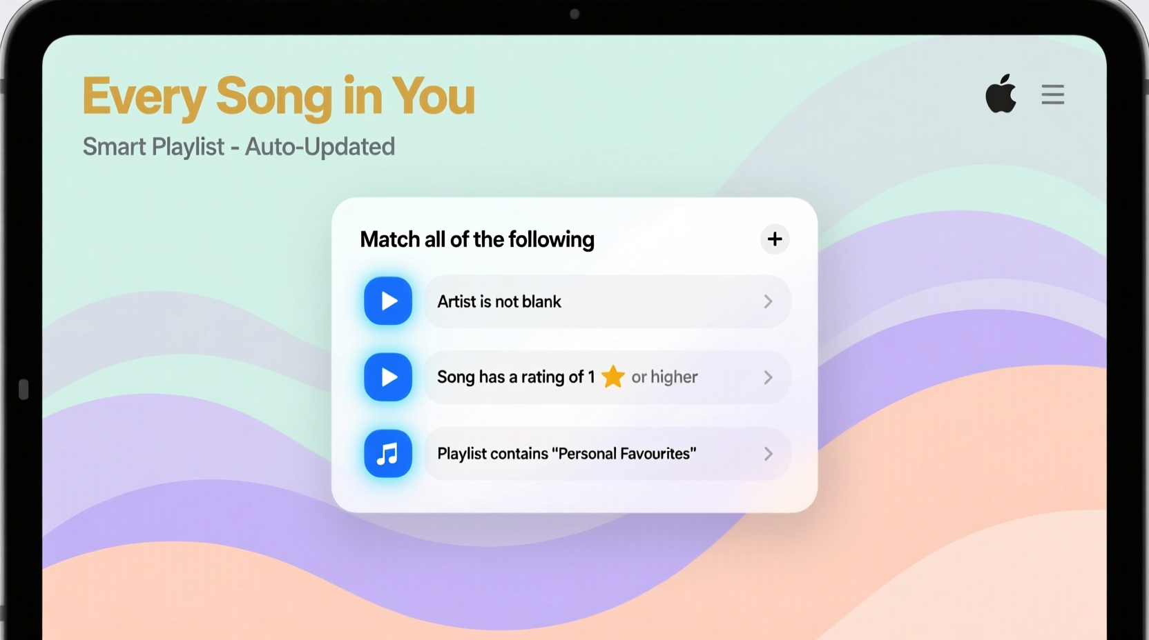 set up itunes smart playlists to give every song in you