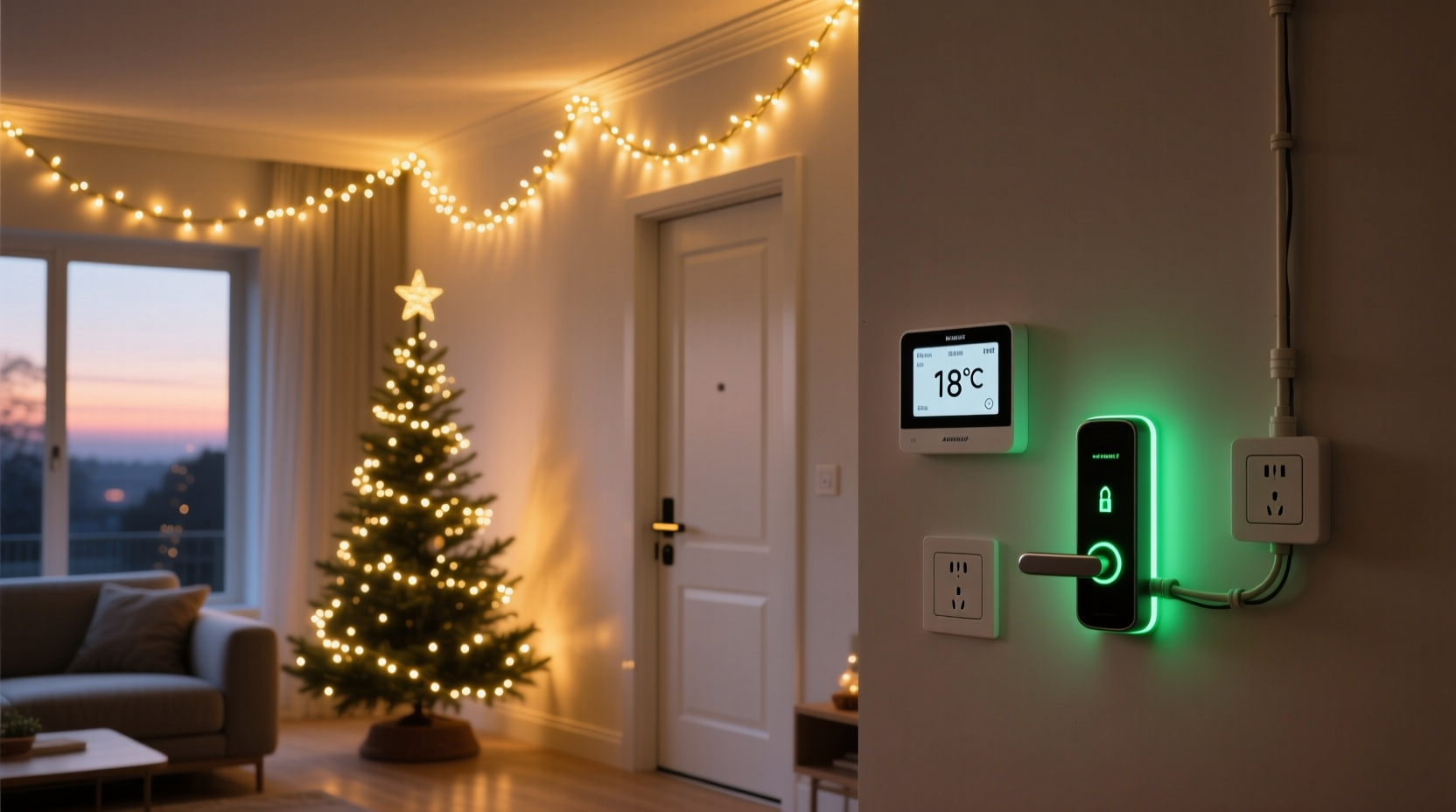 how to safely integrate christmas lights into a smart home scene that includes thermostat and door lock triggers