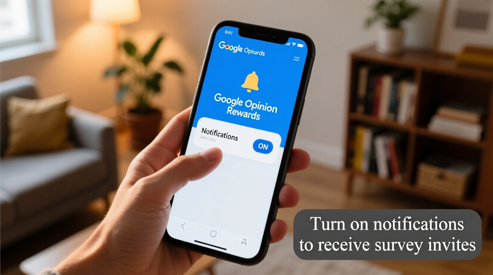 turn on notifications in google opinion rewards to neve